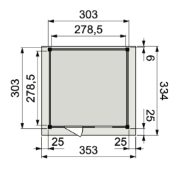 Douglas Topvision Raaf, 298x298 cm, onbehandeld